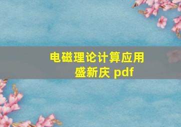 电磁理论计算应用 盛新庆 pdf